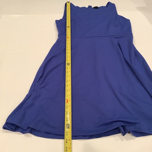 NEW Nicole Miller Blue Fit and Flare Dress Size Large Scalloped Neck Sleeveless - Picture 7 of 10